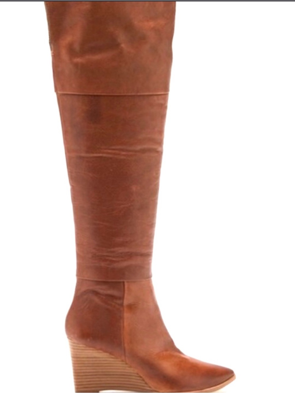 Matisse High Shaft Leather Wedge Boot In Cognac